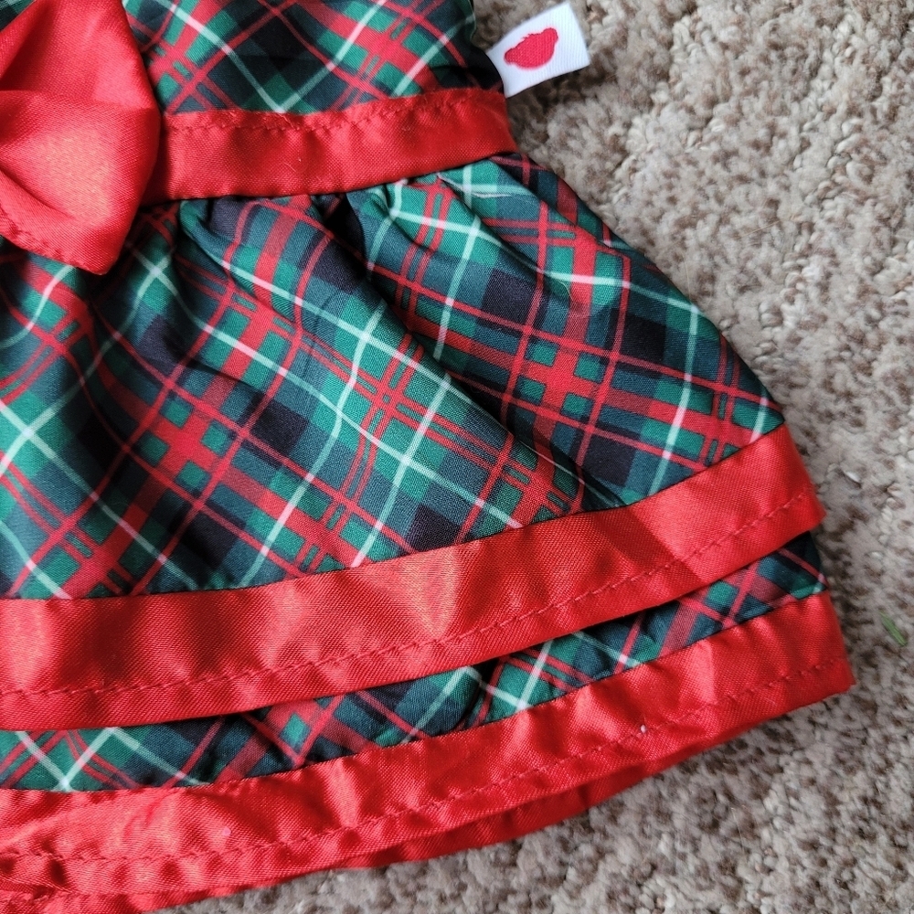 BUILD-A-BEAR RED & GREEN PLAID HOLIDAY DRESS SLEEVELESS BOW RIBBON DETAIL 2022 - Picture 6 of 13